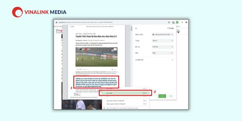 Copy bằng cách in (CTRL + P)